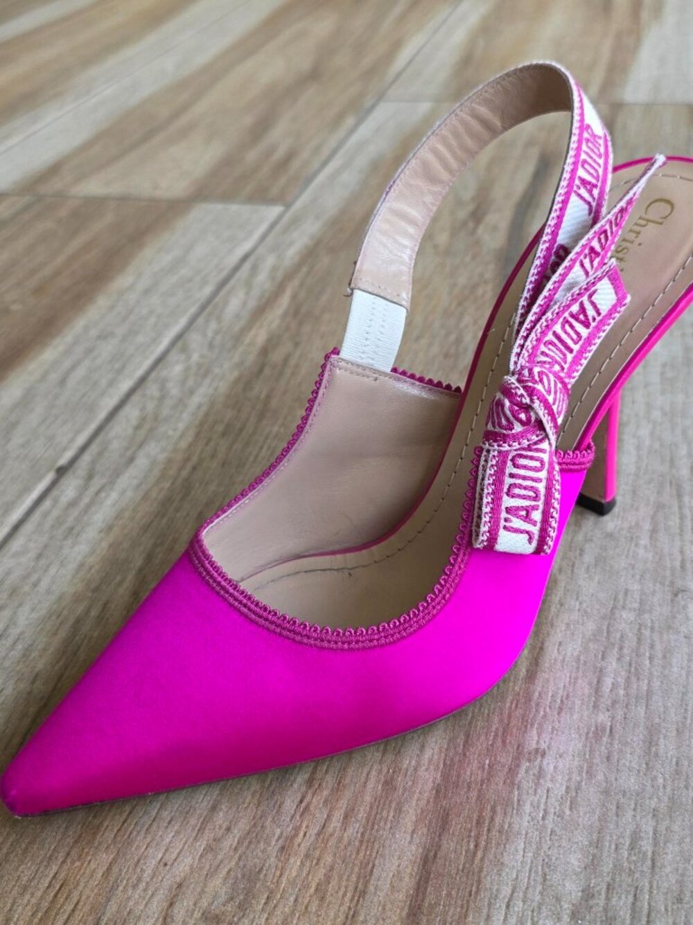 Dior J'Adior Fuchsia Pink Satin Slingback Pumps Eur. 40.5